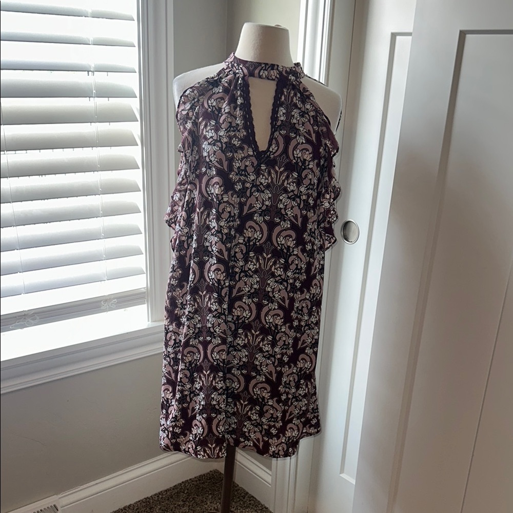 Taylor &‎ Sage Maroon Floral Halter Dress Size Small